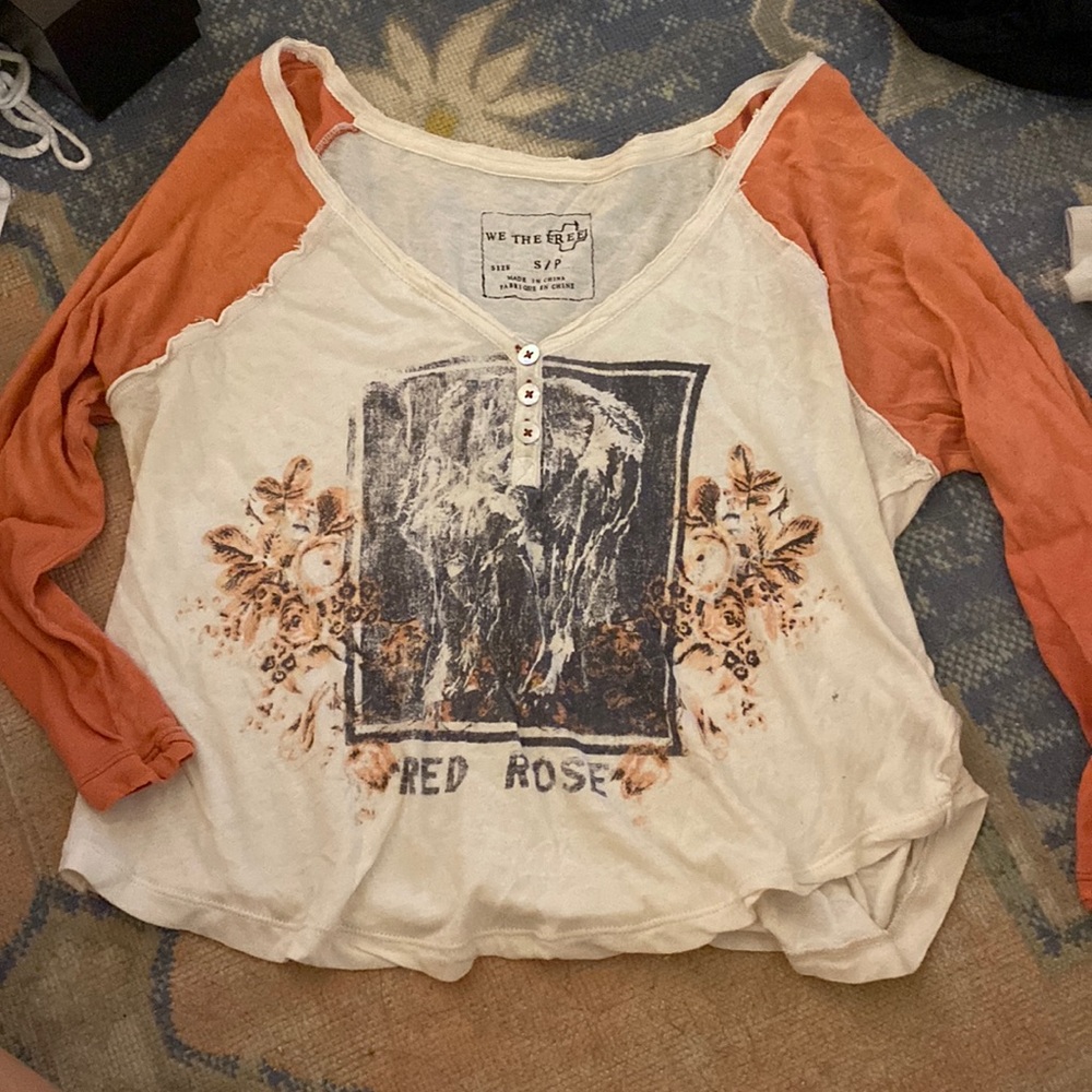 Free people two tone graphic quarter sleeve